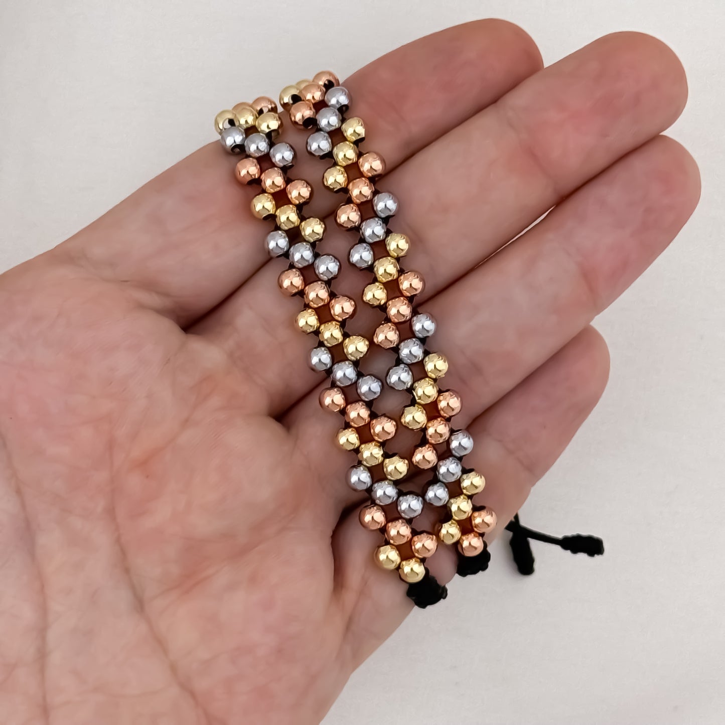 Par de Pulseras Para Parejas 3 Carriles en Balin Liso 4mm de 3 Oros Tipo Oro de 18k su Labrado en Oro Laminado 18k con Garantía de por vida