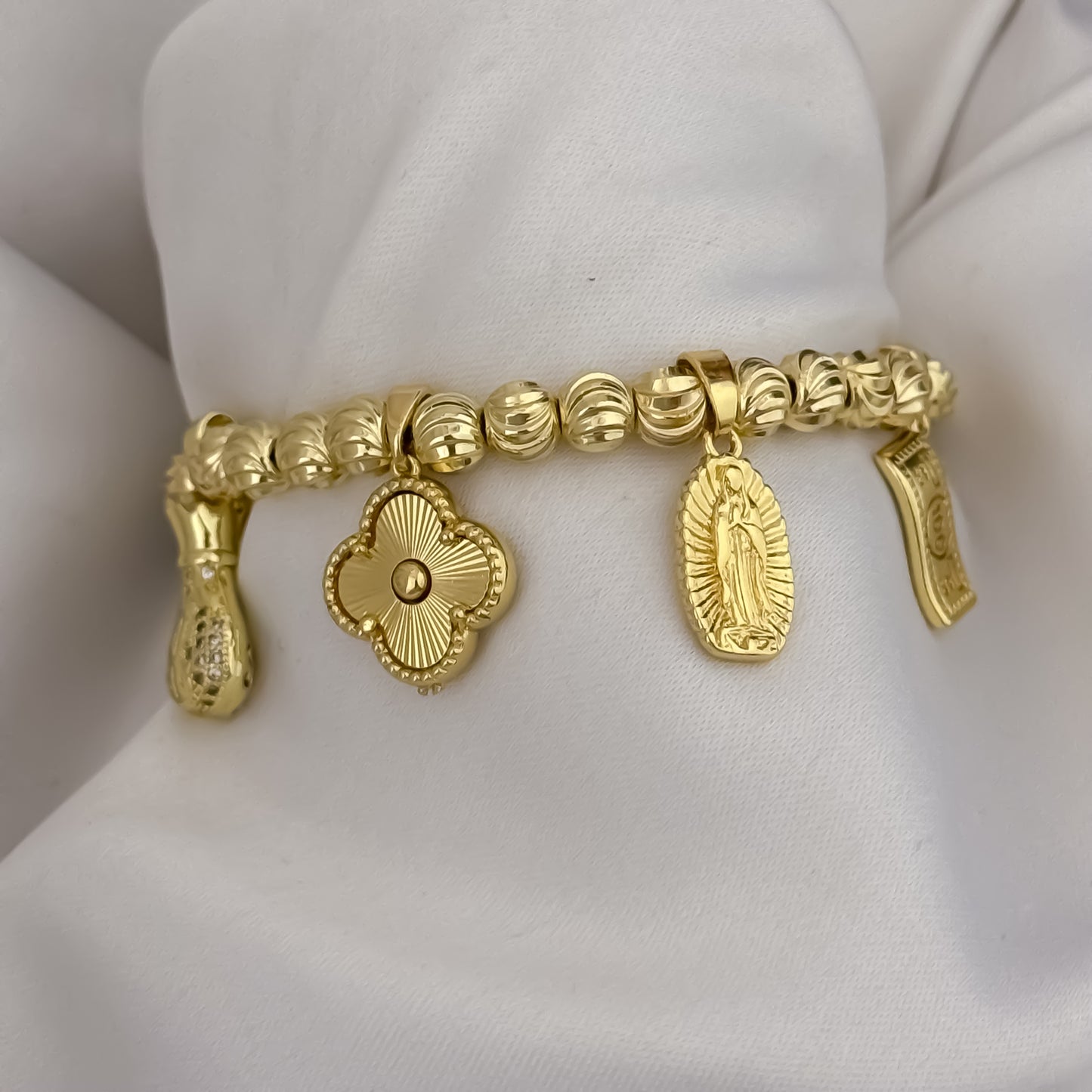 Pulseras de Abundancia y Proteccion y buena Suerte en Balin Italiano de 6mm en Oro Laminado 18k con Garantia de por vida