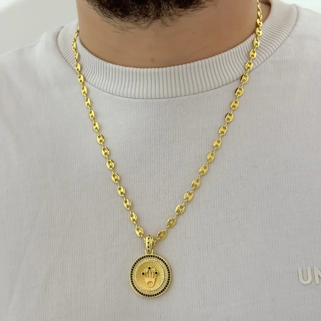 Cadena Tejido Gucci de Hombre de 60cm + Dije de Rolex con micro Circones en Oro Laminado 18k con Garantia de por vida