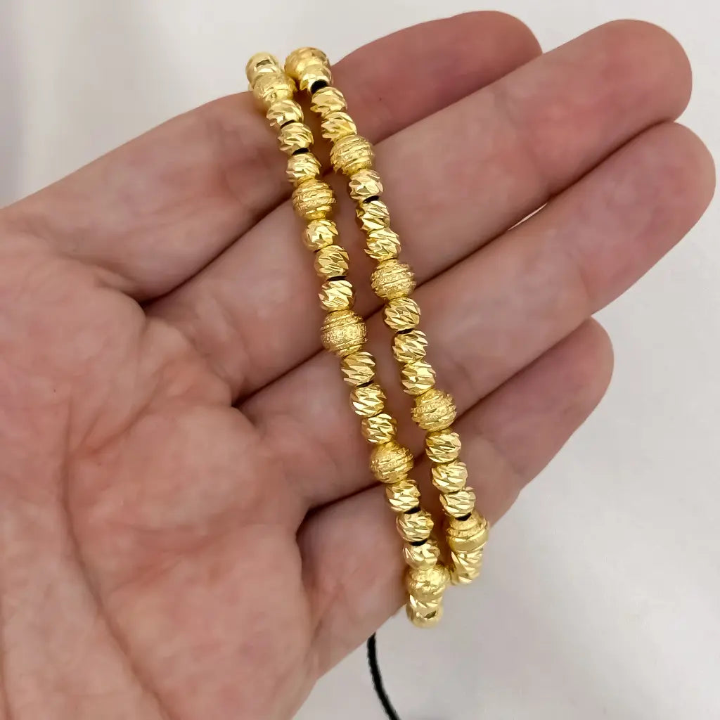 2 Pulseras para Parejas en Balin Italiano y Diamantado en Oro amarillo Simbolo de Amor en Oro Laminado 18k con Garantia de por vida