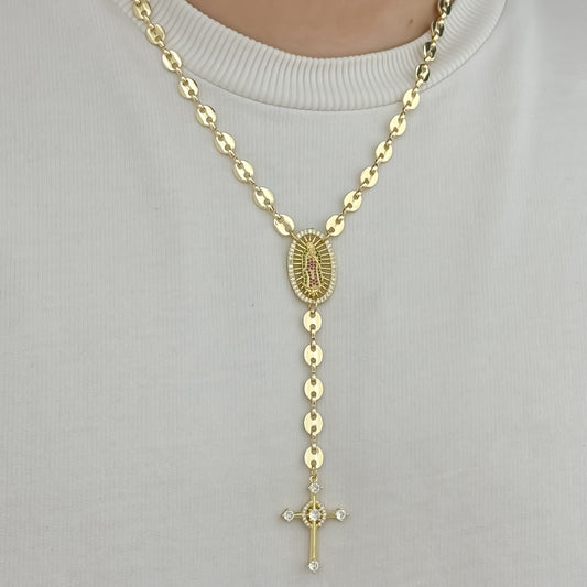 Camandula Tejido Gucci de Virgen Guadalupe con Circones en  Oro Laminado 18k con Garntia de por vida