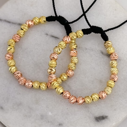 Juego de 2 Pulseras de 2 Oros  Rosado + Oro Amarillo en Balin italiano de 6mm en Oro Laminado 18k con  Garantía de por vida