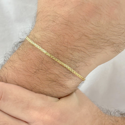 Pulsera Tejido Chino 20cm o 18cm / 3mm de Grosor en Oro Laminado 18k con Garantia de por vida