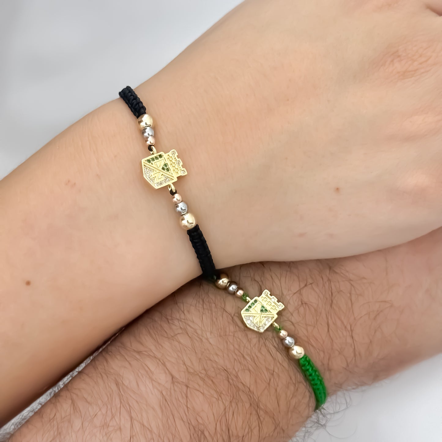 2 Pulseras de Naciona con su Escudo con Micro Circones en Oro Laminado 18k con Garantia de por vida