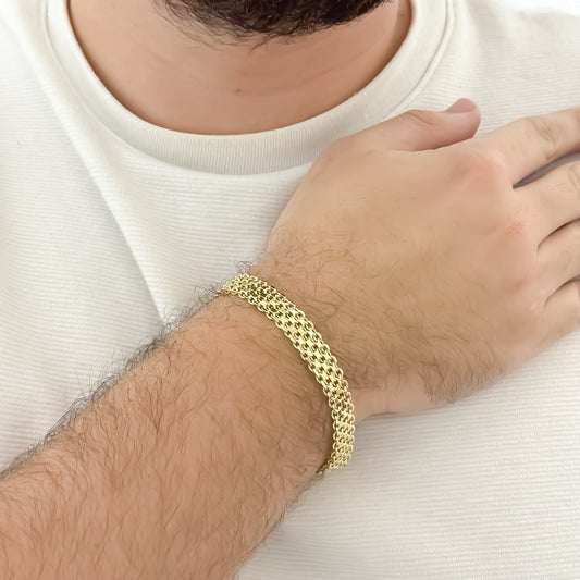 Pulsera Gruesa Tejido Chino 10mm de Grosor en Oro Laminado 18k con Garantia de por vida