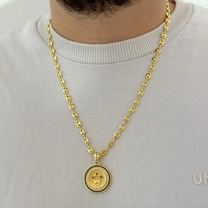 Cadena Tejido Gucci de Hombre de 60cm + Dije de  Rolex con micro Circones en Oro Laminado 18k con Garantia de por vida